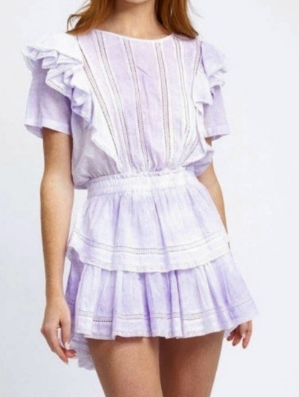 LoveShackFancy Lilac Lavander Natasha Mini Ruffle Dress Size P 00 Love Shack